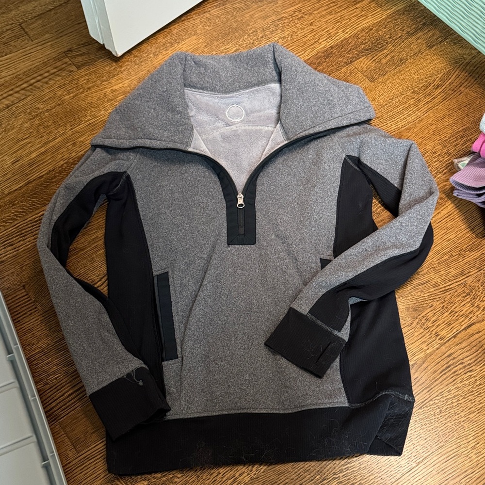 Gray and Black Quarter-Zip Pullover
